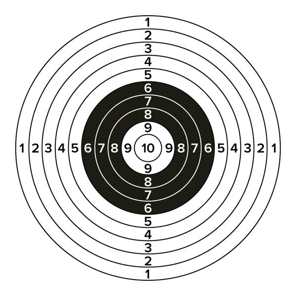 Target Gun Vector. Classic Paper Shooting Target Illustration. For Sport, Hunters, Military, Police, Illustration