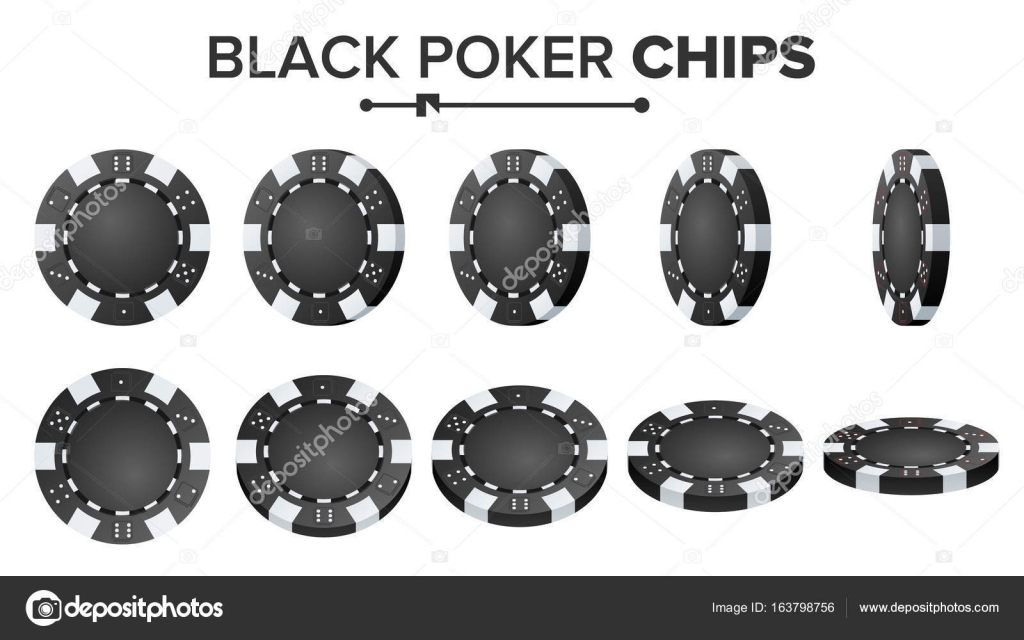 Vektor für schwarze Pokerchips. Realistisches Set. Plastik runde