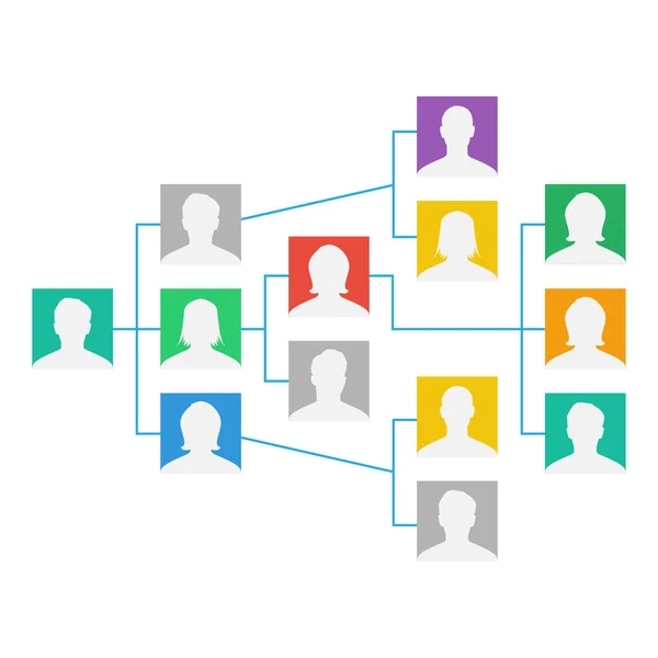 Projektet Team organisation diagram vektor. Kollegor arbetar tillsammans. I hierarkiska Diagram Illustration — Stock vektor