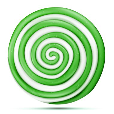 Lolipop izole vektör. Yeşil tatlı şeker yuvarlak girdap illüstrasyon