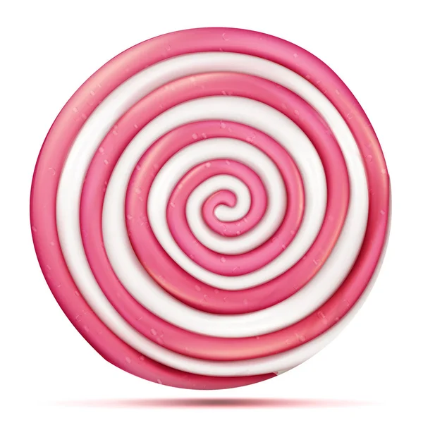 Vector aislado de piruleta rosada redonda. Clásico dulce realista caramelo abstracto espiral ilustración — Vector de stock