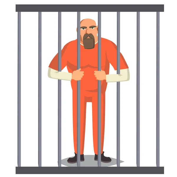 Hombre prisionero en Pokey Vector. Ladrón fuera de la ley arrestado y encerrado. Ilustración de personajes de dibujos animados — Vector de stock