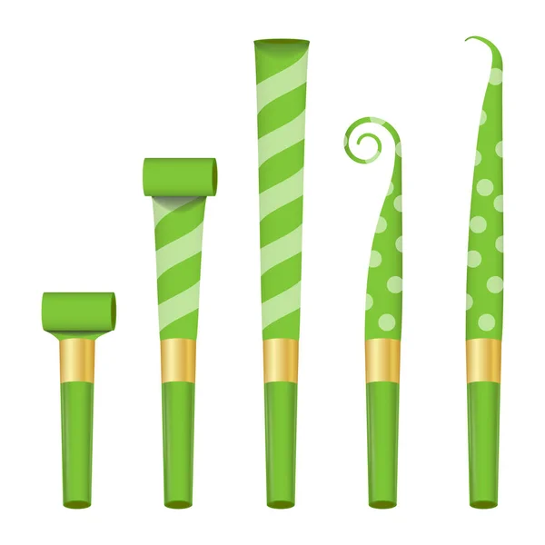 Ventilatore Corno Set Vector. Segno del ventilatore del partito verde. isolato su sfondo bianco illustrazione — Vettoriale Stock