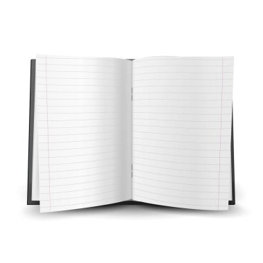 Okul defter kağıt vektör. Egzersiz okul kitap. İzole illüstrasyon kadar gerçekçi 3d sahte