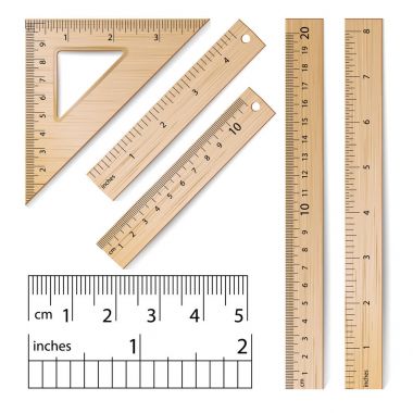 School Rulers Vector. Realistic Classic Wooden Metric Imperial Ruler. Centimeter And Inch. Measure Tools Equipment Isolated On White Illustration clipart