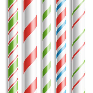 Noel Candy Cane vektör. Yatay Seamless modeli üzerinde beyaz izole. Noel kartı ve yeni yıl tasarım için iyi. Gerçekçi illüstrasyon