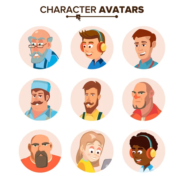 Personajes de la gente Avatares Set Vector. Dibujos animados plana Ilustración aislada — Vector de stock