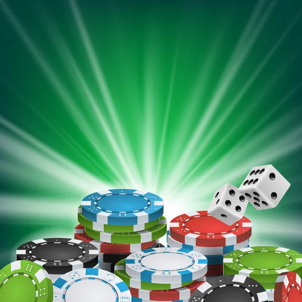 Poker Poster Vector. Online Poker Gambling Casino Billboard Sign. Jackpot Advertising Concept Illustration. — Stock Vector