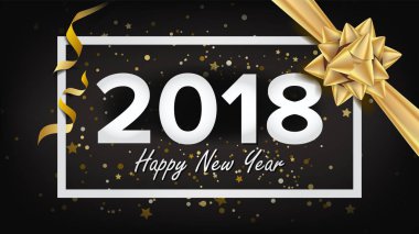 Mutlu yeni yıl 2018 arka plan vektör. Güzel lüks tatil Noel tebrik kartı Xmas reklam afiş, broşür, el ilanı şablonu tasarım. Tatil illüstrasyon