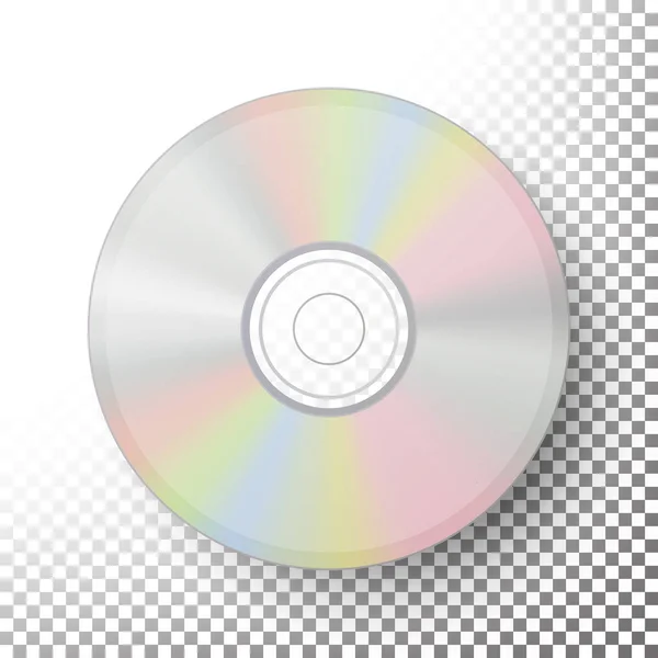 DVD Disc Vector. CD compact réaliste Maquette isolée sur fond transparent. Music Plastic Sound Data. Vidéo Rayon bleu, Information Médium Illustration — Image vectorielle