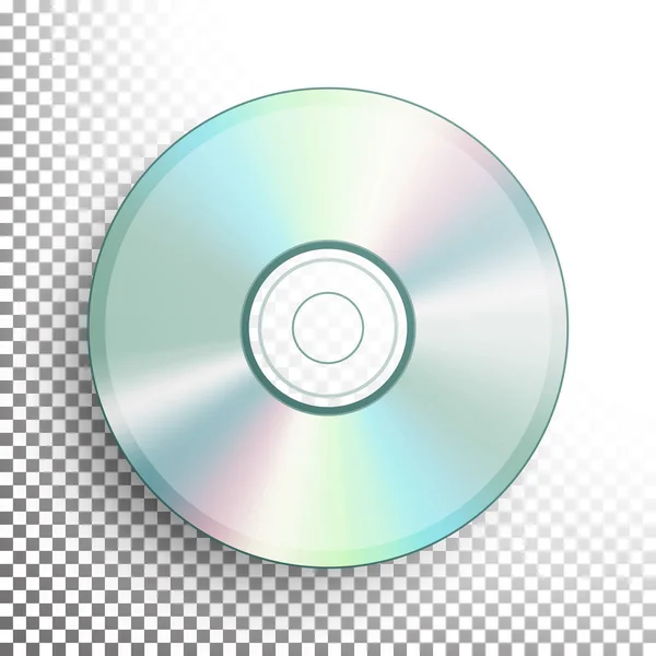 CD, DVD Disc Vector. Disco compacto realista aislado sobre fondo transparente. Superficie plástica brillante. Video Blue-ray, Ilustración del medio de información — Vector de stock