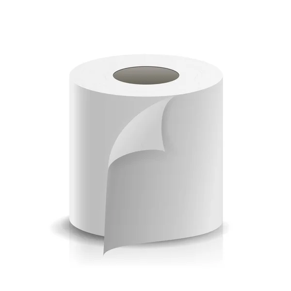Vecteur de rouleau de papier réaliste. Modèle blanc blanc rouleau de papier toilette Mock Up. Ruban de caisse enregistreuse, modèle de rouleau de fax thermique Illustration isolée — Image vectorielle