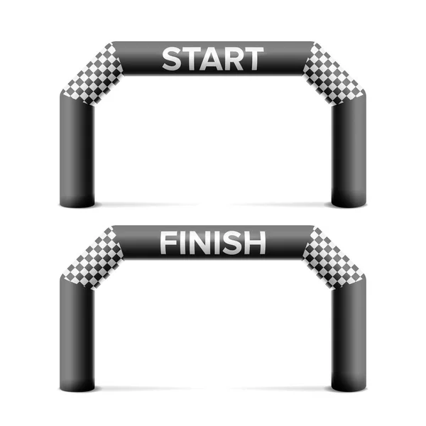 Opblaasbare Start, Finish Line boog Vector. Plaats voor Sponsors reclame. Geïsoleerd op witte afbeelding — Stockvector