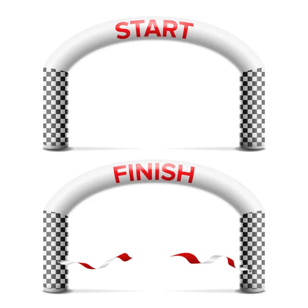 3D-start, Finish Line boog Vector. Buiten Sport evenementen competitie Concept. Geïsoleerde illustratie — Stockvector