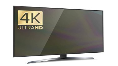 4k ekran çözünürlüğü akıllı Tv. Ultra Hd monitör üzerinde beyaz illüstrasyon izole.