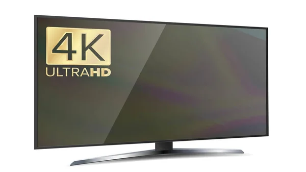 Smart tv mit 4k Bildschirmauflösung. Ultra-HD-Monitor isoliert auf weißer Abbildung — Stockvektor