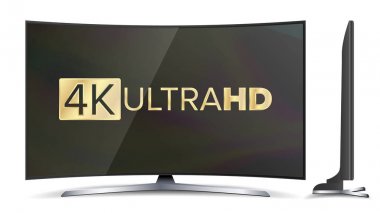 4k TV Vektör Ekranı. UHD işareti. Ultra HD çözünürlük biçimi. İzole Resimler