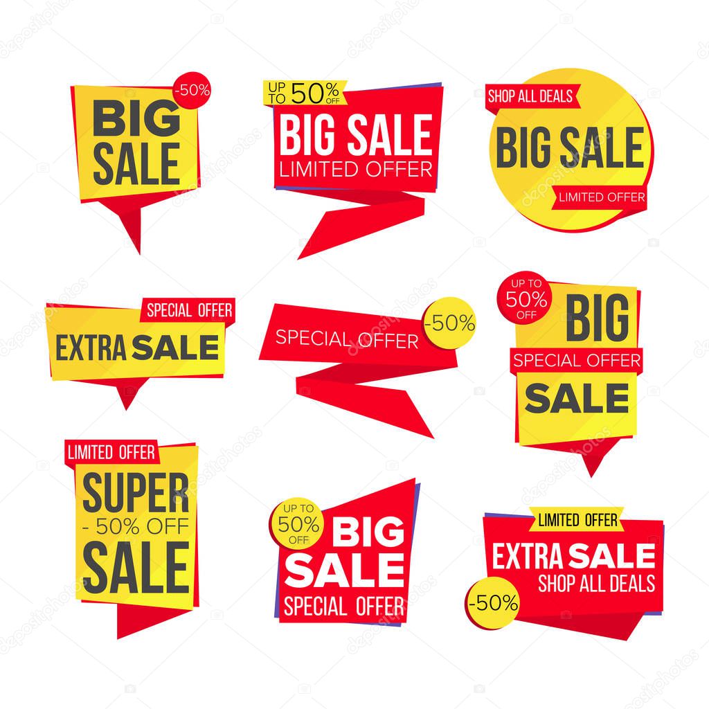 Sale Banner Set Vector. Discount Tag, Special Offer Banner. Special Offer Templates. Best Offer Advertising. Isolated Illustration