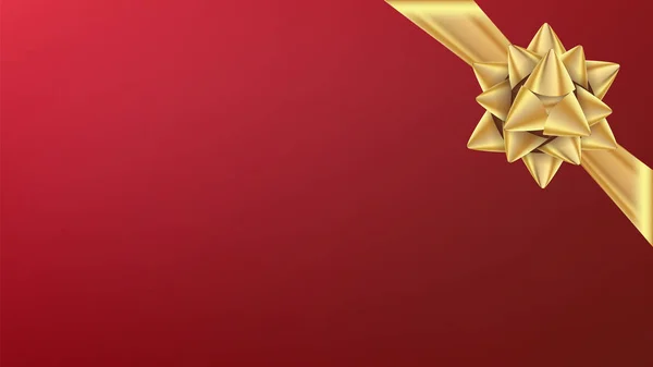 Christmas Gold Bow Vector. Element voor decoratie aanwezig. Vakantie achtergrond afbeelding — Stockvector