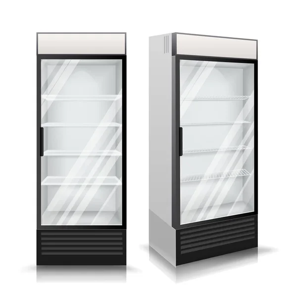 Realistické chladničky vektor. Chlazení nápojů. Izolované ilustrace — Stockový vektor