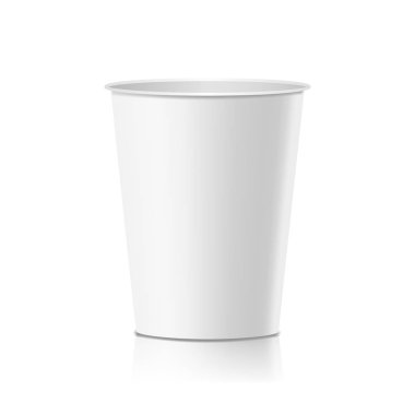 Kahve kağıt Kupası vektör. Boş temiz kağıt veya plastik konteyner içki için. İzole illüstrasyon