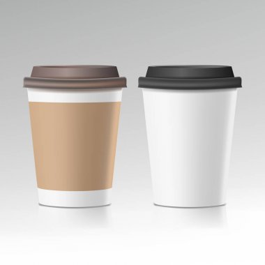 Kahve fincanı vektör. Cafe kahve fincanı Mockup götürün. İzole illüstrasyon