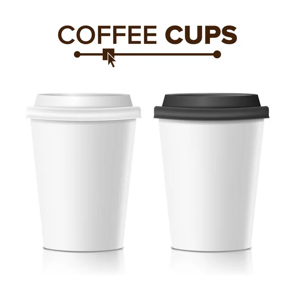 Тривимірними векторними чашку кави папір. Колекція 3d кавові чашки макет. Ізольована ілюстрація — стоковий вектор