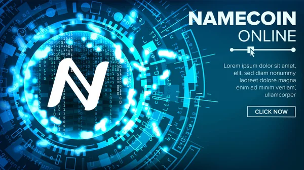 Namecoin abstraktní technologie pozadí vektor. Binární kód. FinTech blockchainu. Kryptografie. Ilustrace koncept těžba kryptoměn. — Stockový vektor