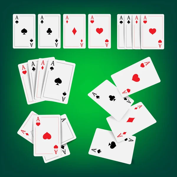 Casino Poker Cards Vector. Classic Playing Gambling Cards Realistic Illustration — Stock Vector