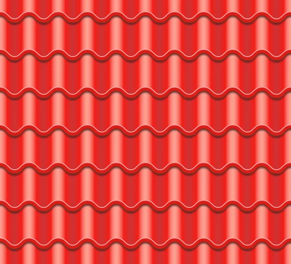 Red Vector Telha ondulada. Elemento do telhado. Padrão sem costura. Azulejos. Fragmento da ilustração do telhado . — Vetor de Stock
