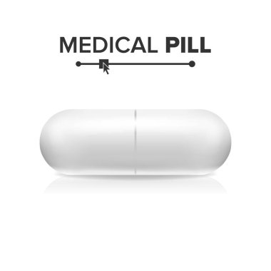 Kapsül Pill vektör. Tablet, ilaç antibiyotik. İzole illüstrasyon