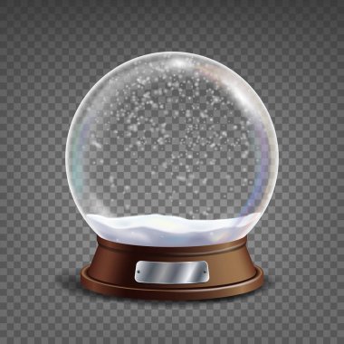 3D klasik kar Vector.Glass küre kamaşma ve Gighlights. Saydam arka plan illüstrasyon izole