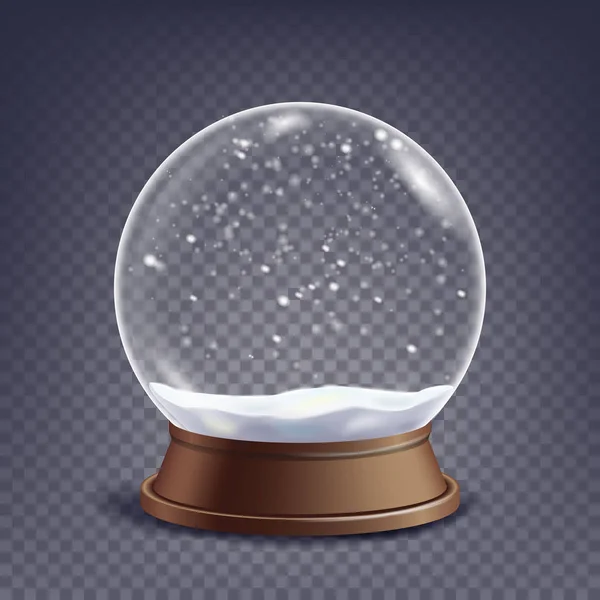 Xmas prázdné Snow Globe vektor. Zimní vánoční Design Element.Glass koule na stojan. Izolované na průhledné pozadí obrázku — Stockový vektor