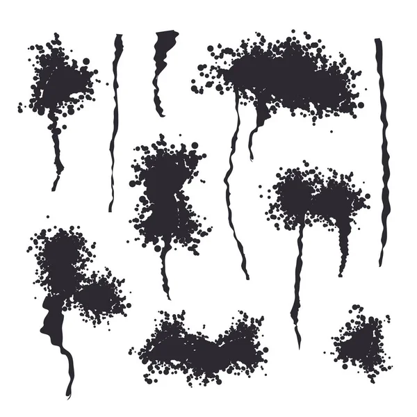 Black Spray Isolated Vector. Efeito Grunge, Espalhe a Textura. Abstrato Paint Blots em fundo branco Ilustração — Vetor de Stock
