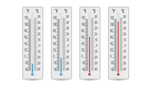 Beltéri Home Office hőmérő vektor. Hideg és meleg hőmérséklet. Elszigetelt illusztráció — Stock Vector