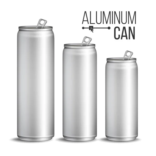 Aluminiumdosen-Vektor. Silberkanne. Branding Design. leere Dosen Bier von Limonade. Vereinzelte Illustration — Stockvektor