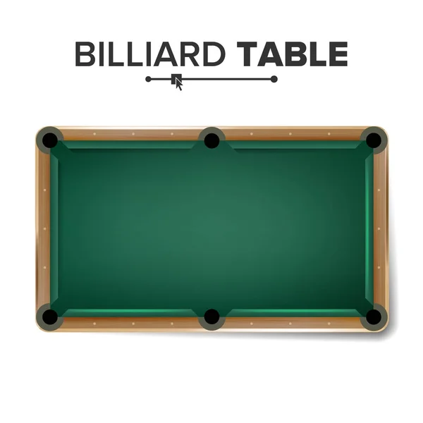 Billardtisch Vektor. klassischer grüner Billardtisch. Ansicht von oben. Vereinzelte Illustration — Stockvektor