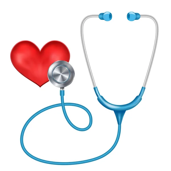 Medische Phonendoscope geïsoleerde Vector. Medische diagnose. Rood hart. Gezondheid zijn Concept. Illustratie — Stockvector