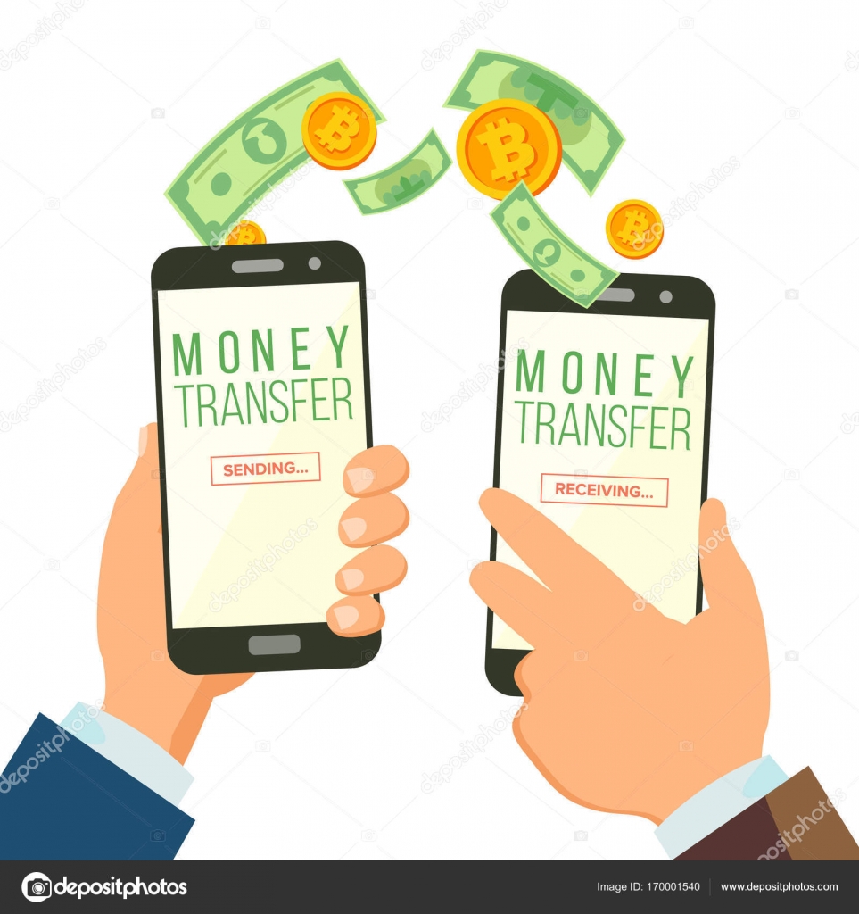 Mobile Money Banking Konzept Vektor Zu Ubertragen Hand Mit - 