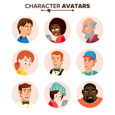 İnsanların karakterleri avatarları Set vektör. Çizgi film düz izole illüstrasyon