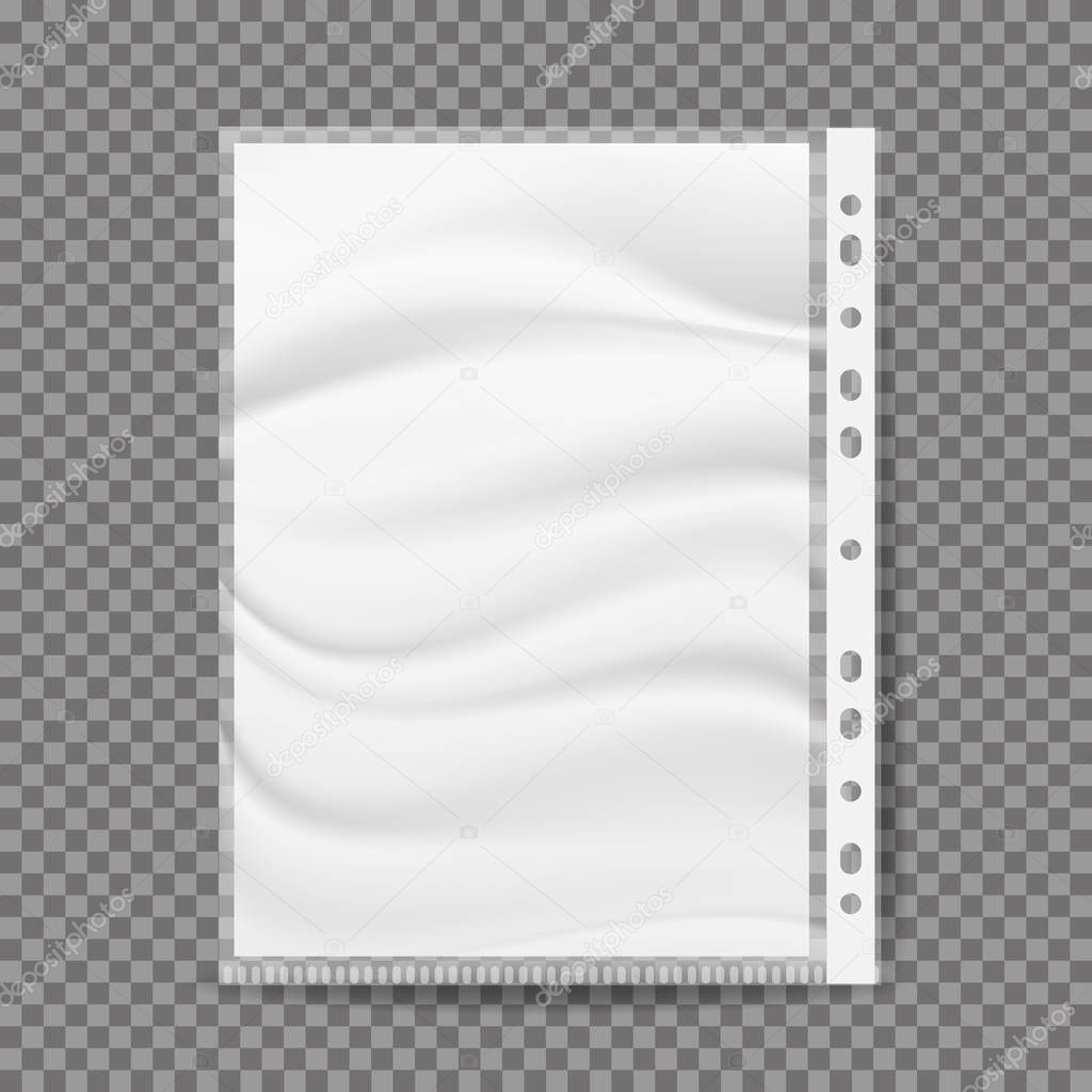 Stationery Bag For Paper Vector. A4 Size. Perforations On One Side For Connection. Blank White A4 Paper Sheet. Isolated On Transparent Background Illustration