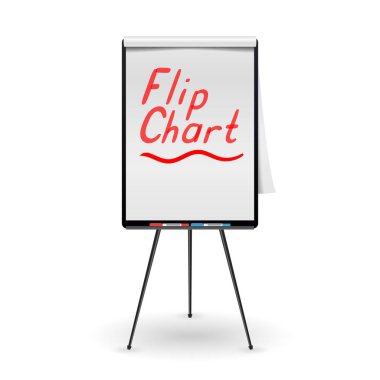 Flip Chart vektör. İş eğitimi için Office beyaz tahta. İzole illüstrasyon