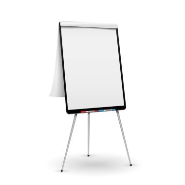 Gerçekçi Flip Chart vektör. Sunum, seminer için iyi. İzole illüstrasyon