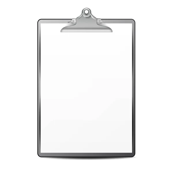 Klembord met papier Vector. Blanco vel papier. Bespotten voor uw ontwerp. A4-formaat. Geïsoleerde illustratie — Stockvector
