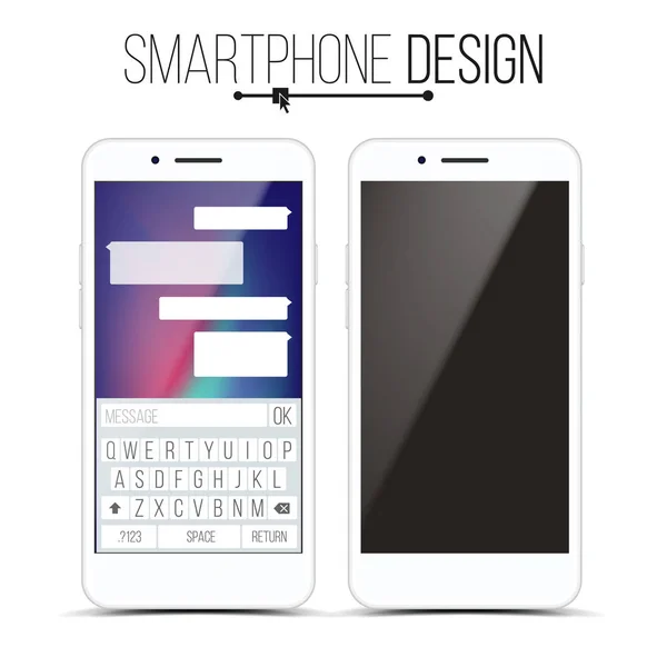Smartphone Mockup Design Vector. White Modern Trendy Téléphone portable Vue de face. Isolé sur fond blanc. Illustration 3D réaliste — Image vectorielle