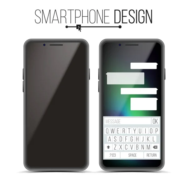 Smartphone Mockup Design Vector. Black Modern Trendy Téléphone portable Vue de face. Isolé sur fond blanc. Illustration 3D réaliste — Image vectorielle