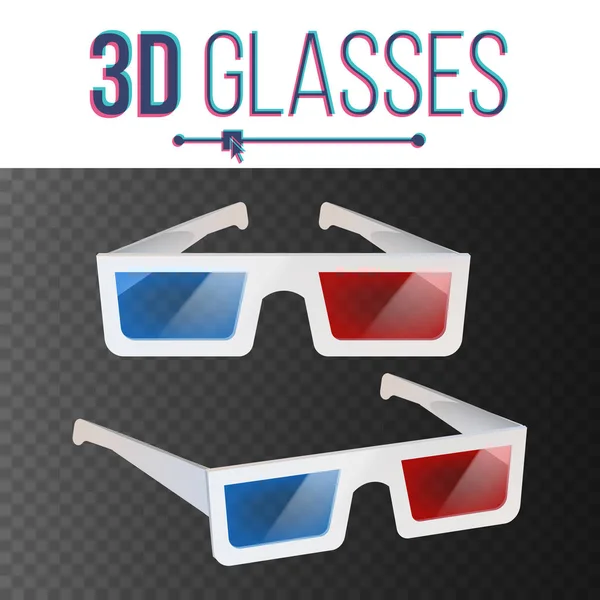 3d Glasses Vector. Красный, синий стереоскопический. Бумажный кинотеатр 3d Object Glasses. Изолированная на прозрачном фоне иллюстрация — стоковый вектор