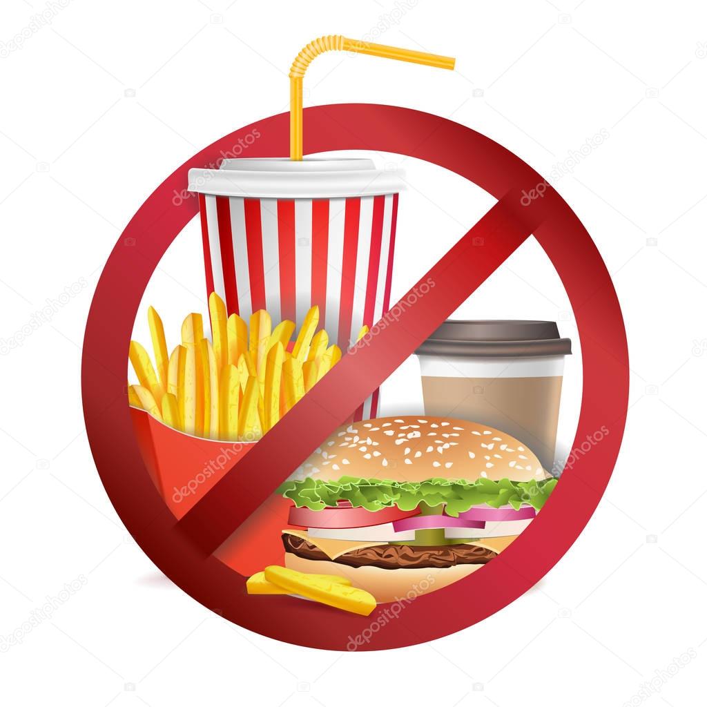 Sign food ban fast icon prohibition red signs editor open Food ban