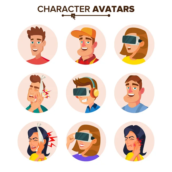 Personajes de la gente Avatares Set Vector. Dibujos animados plana Ilustración aislada — Vector de stock