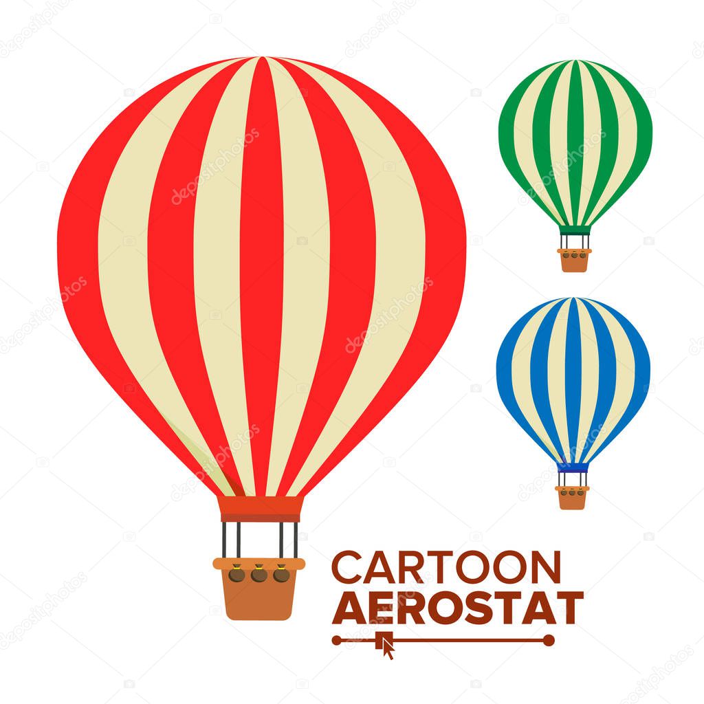 Aerostat Balloon Vector. Vintage Transport. Hot Air Balloons. Cartoon Flat Isolated Illustration